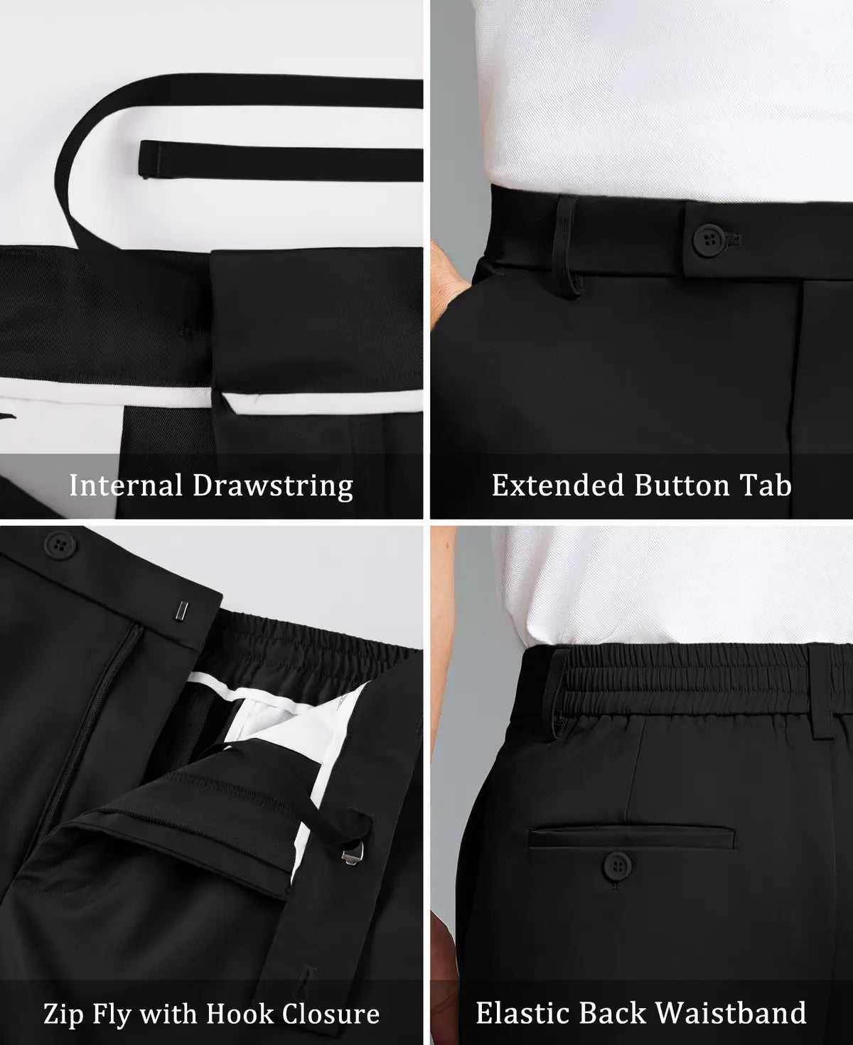 Men's Wide Leg Pleated Dress Pants with Drawstring Waist