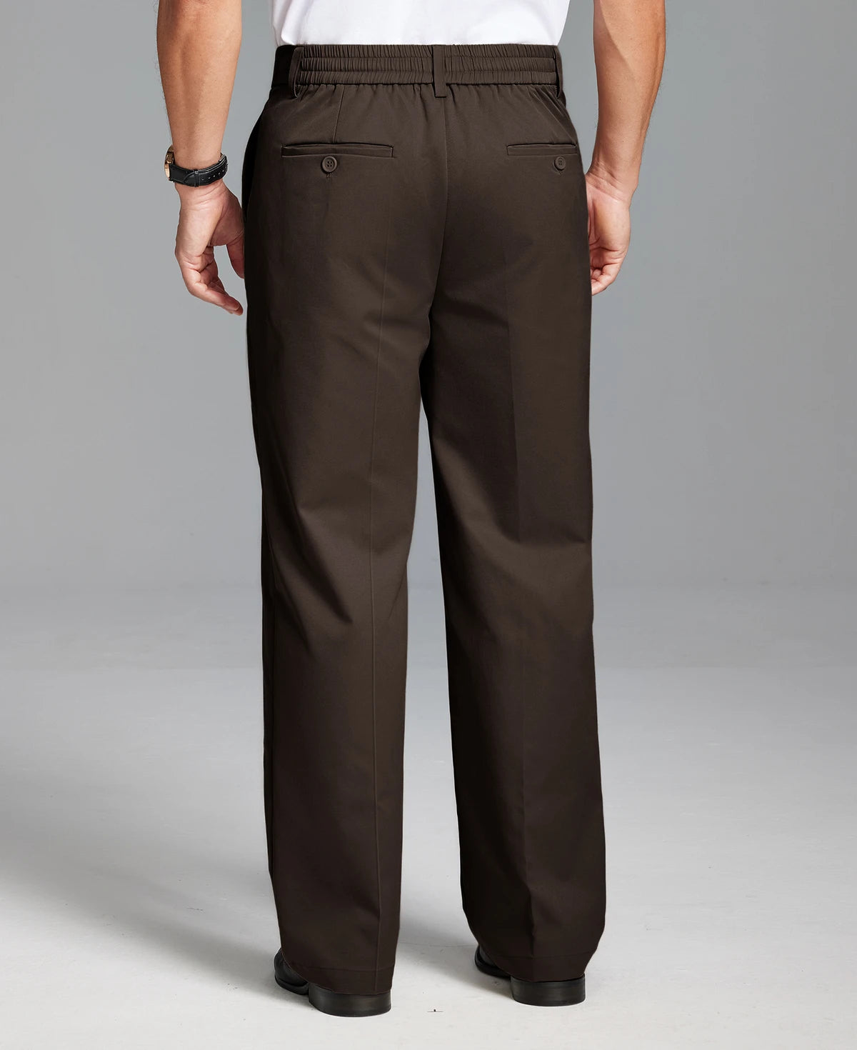 Men's Wide Leg Pleated Dress Pants with Drawstring Waist