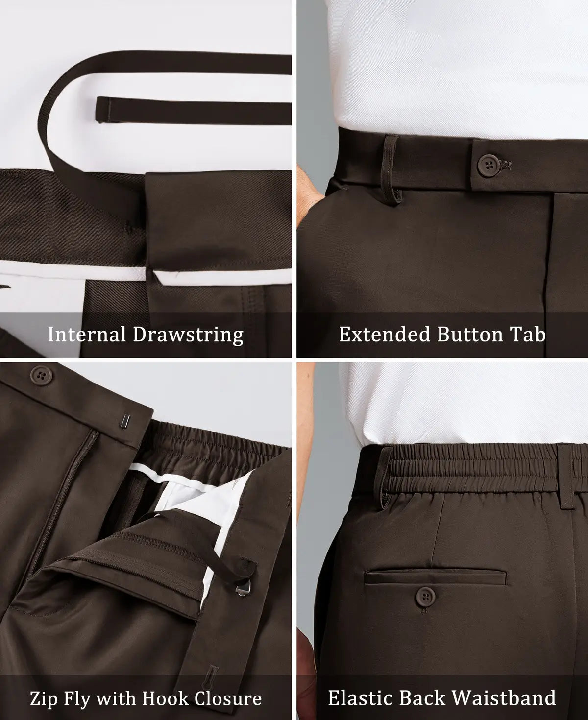 Men's Wide Leg Pleated Dress Pants with Drawstring Waist