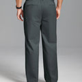 Men's Wide Leg Pleated Dress Pants with Drawstring Waist