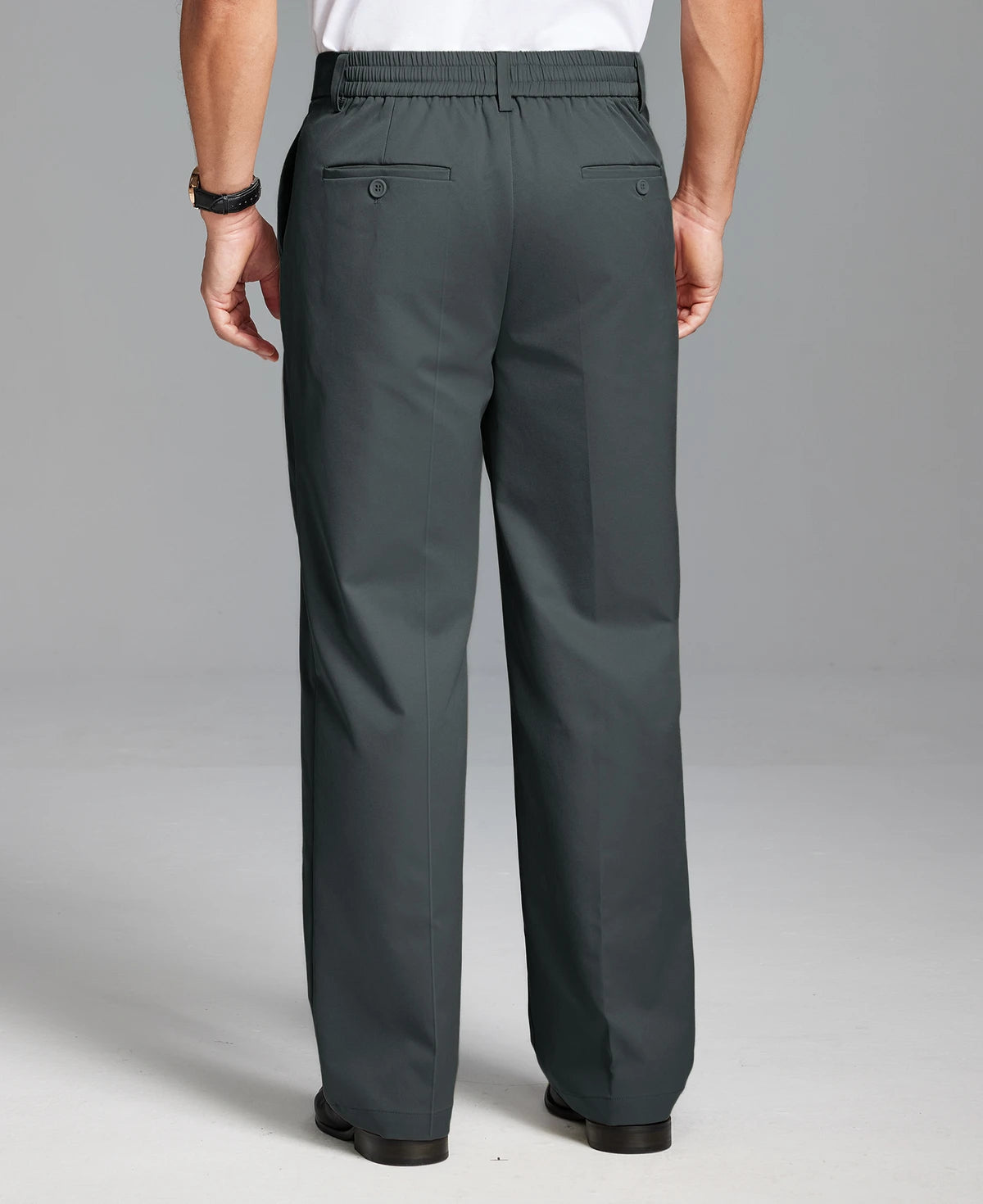 Men's Wide Leg Pleated Dress Pants with Drawstring Waist