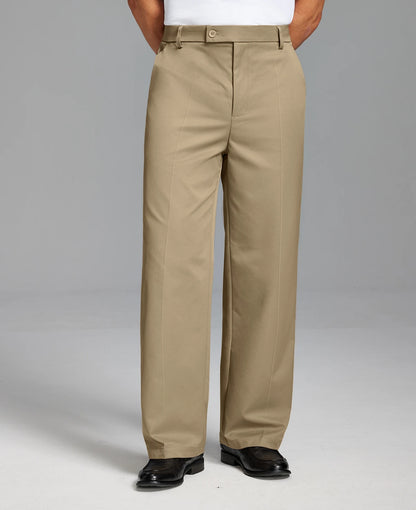 Men's Wide Leg Pleated Dress Pants with Drawstring Waist