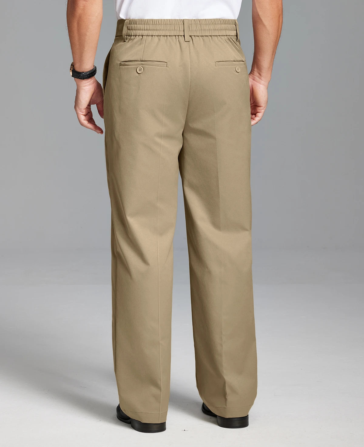 Men's Wide Leg Pleated Dress Pants with Drawstring Waist