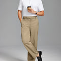 Men's Wide Leg Pleated Dress Pants with Drawstring Waist