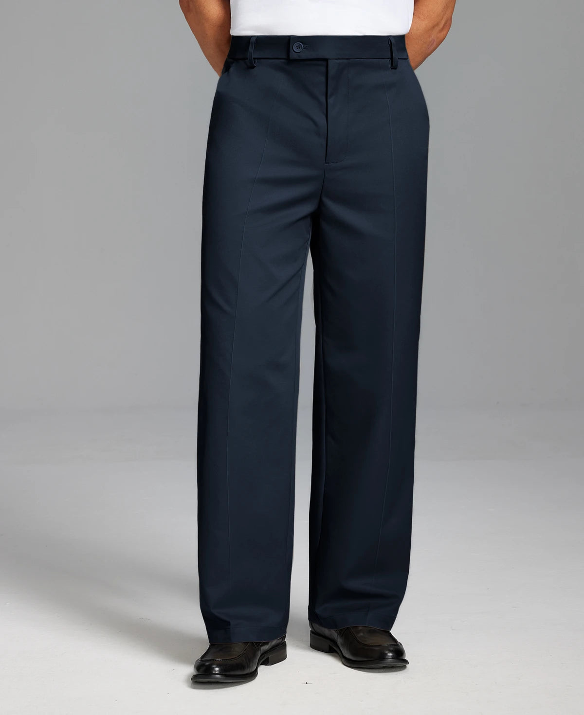 Men's Wide Leg Pleated Dress Pants with Drawstring Waist