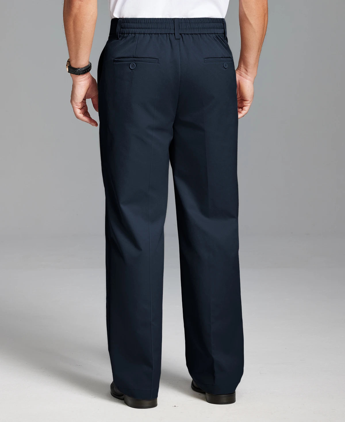 Men's Wide Leg Pleated Dress Pants with Drawstring Waist