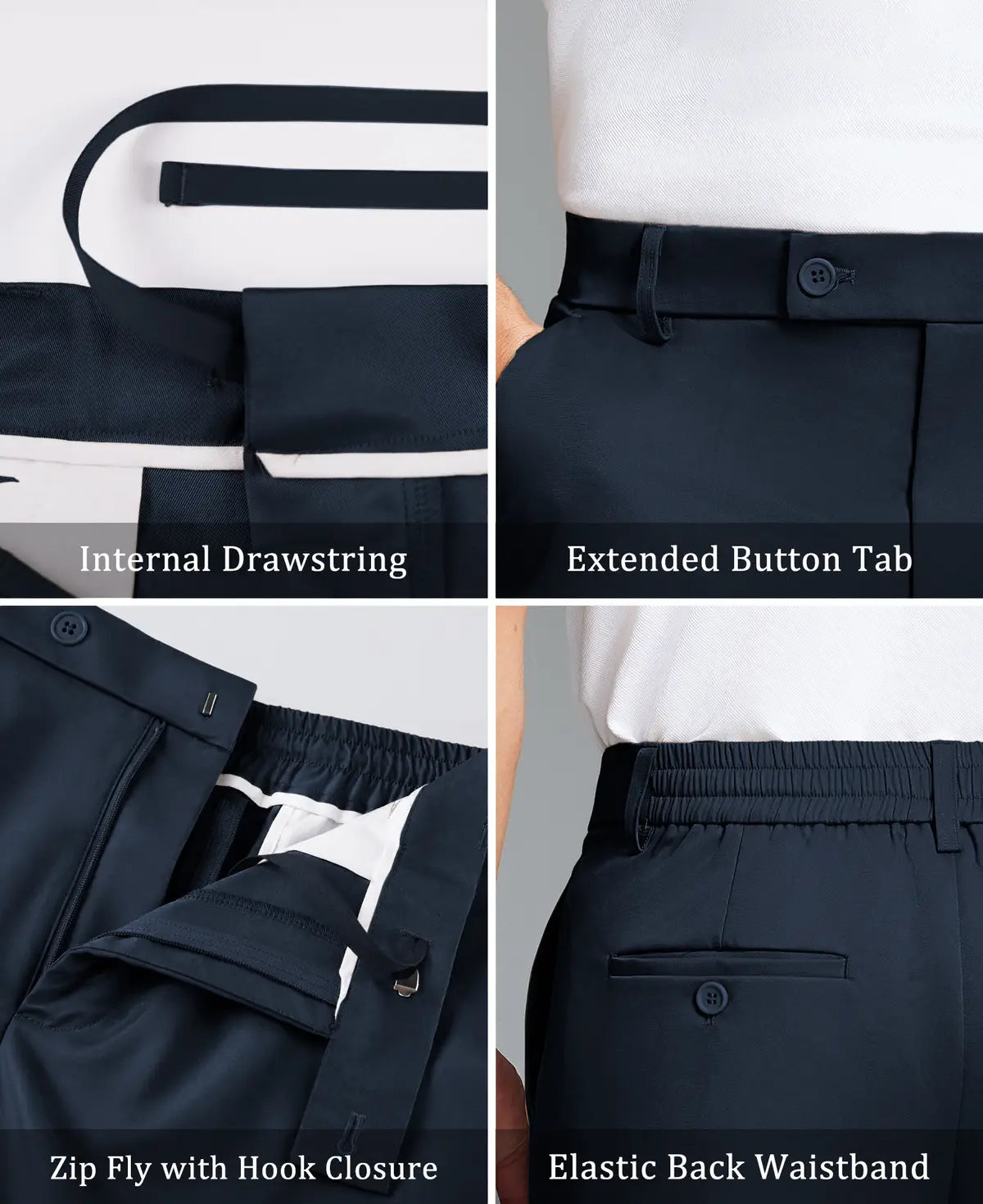 Men's Wide Leg Pleated Dress Pants with Drawstring Waist