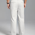 Men's Wide Leg Pleated Dress Pants with Drawstring Waist