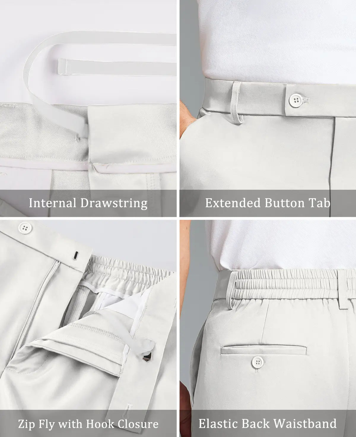 Men's Wide Leg Pleated Dress Pants with Drawstring Waist