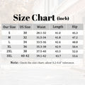 Size chart for men's baggy wide leg track pants with measurements.