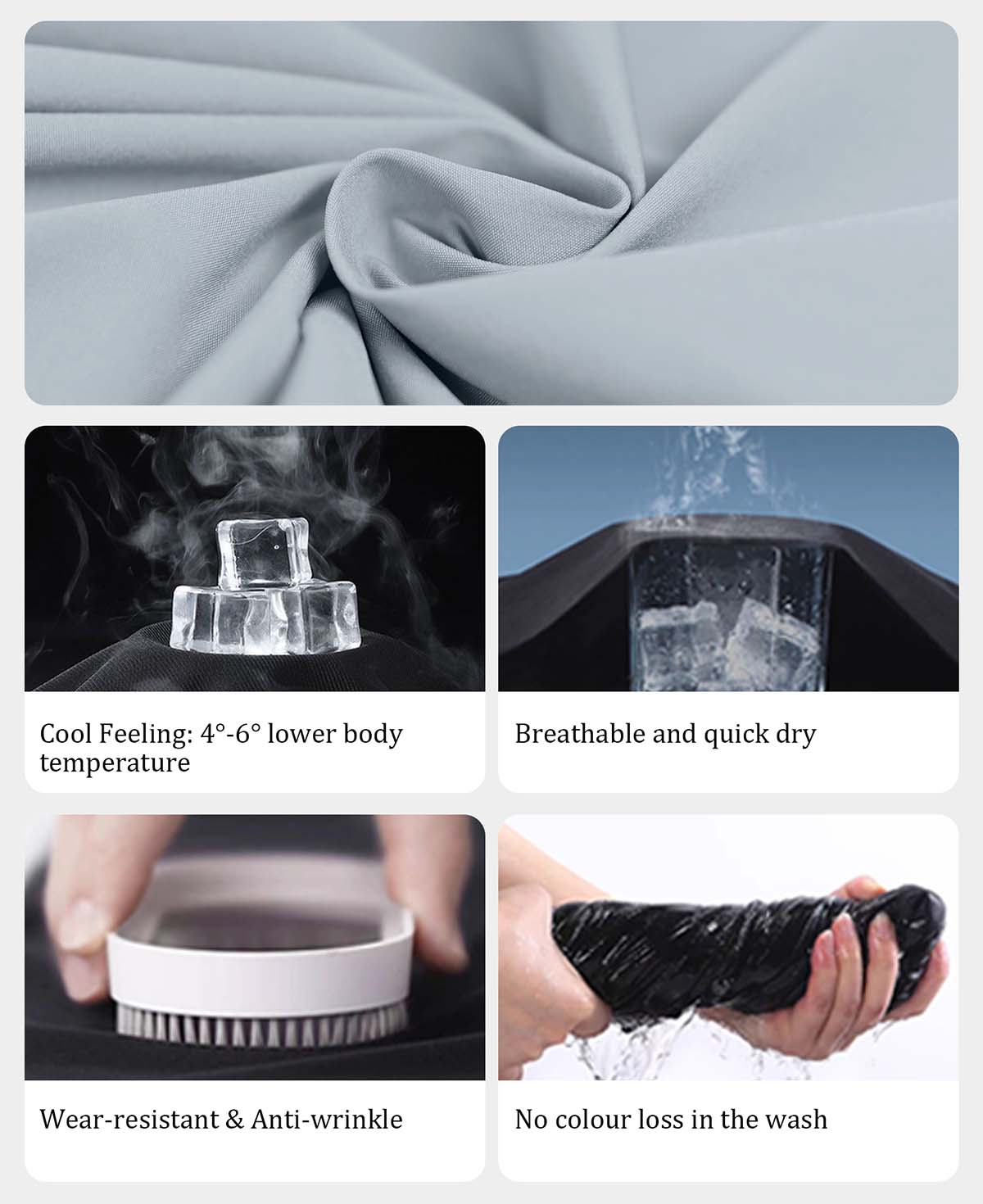 Custom fabric for men's light grey baggy wide leg sweatpants, windproof exterior, breathable and quick-dry interior.